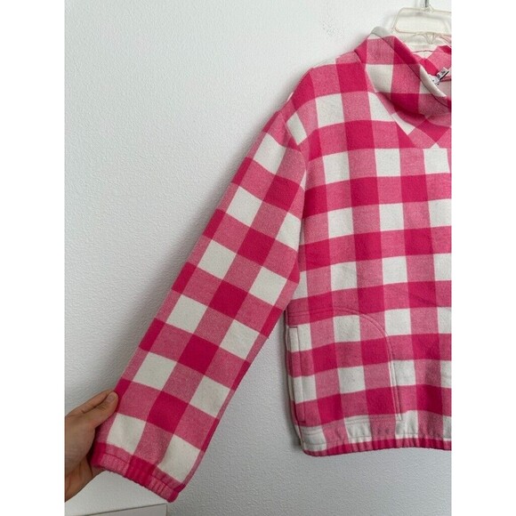 Vineyard Vines Gingham Mock Neck Sweater Pink White Checkered Girl's Size L (14) - Picture 3 of 9